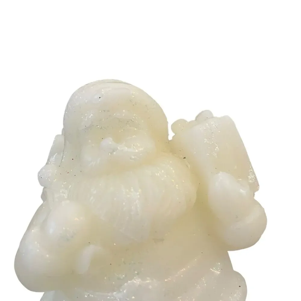 Martha Stewart Santa Flameless Christmas Internal Glow Wax LED Candle Cream New